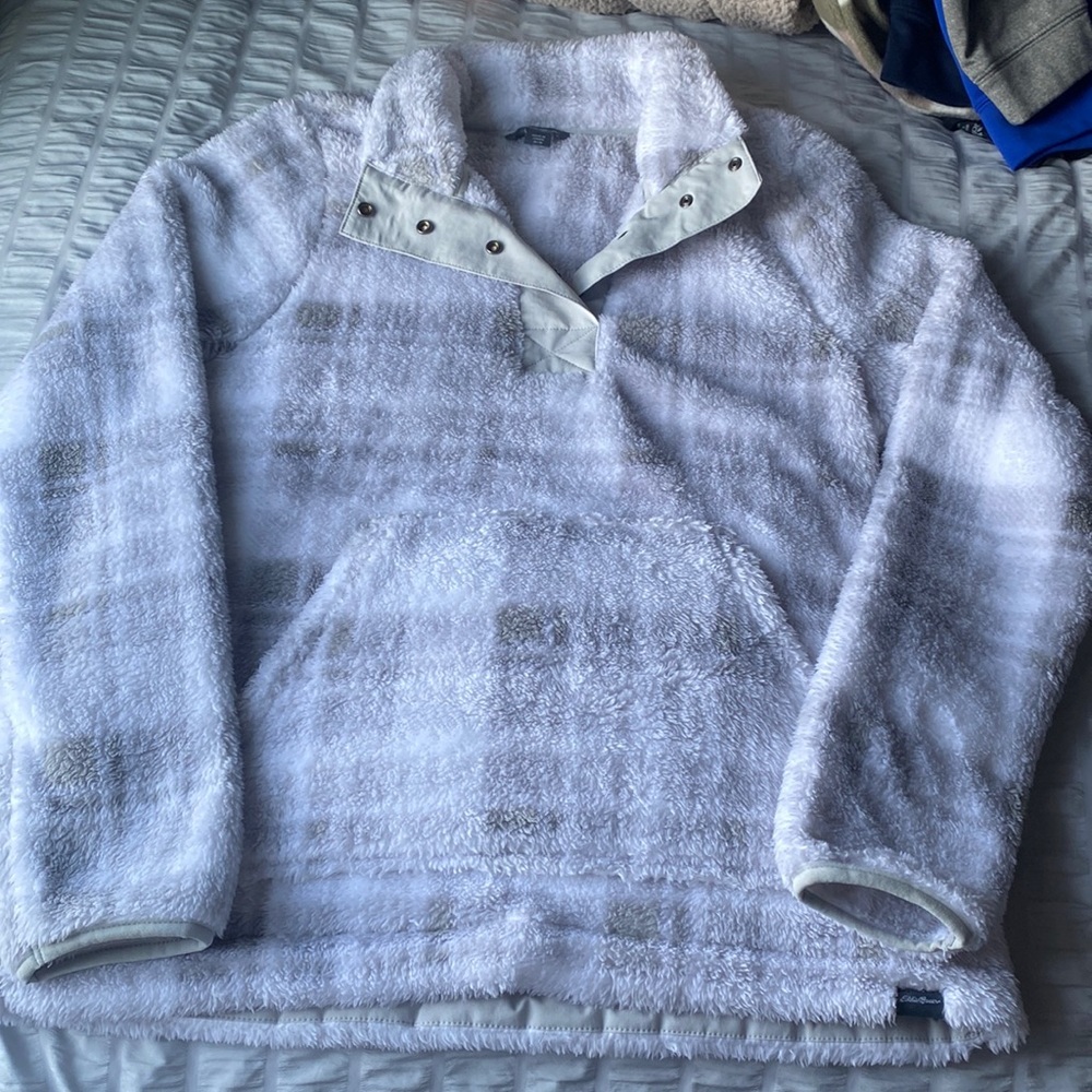 Grey & White Eddie Bauer Teddy Jacket.